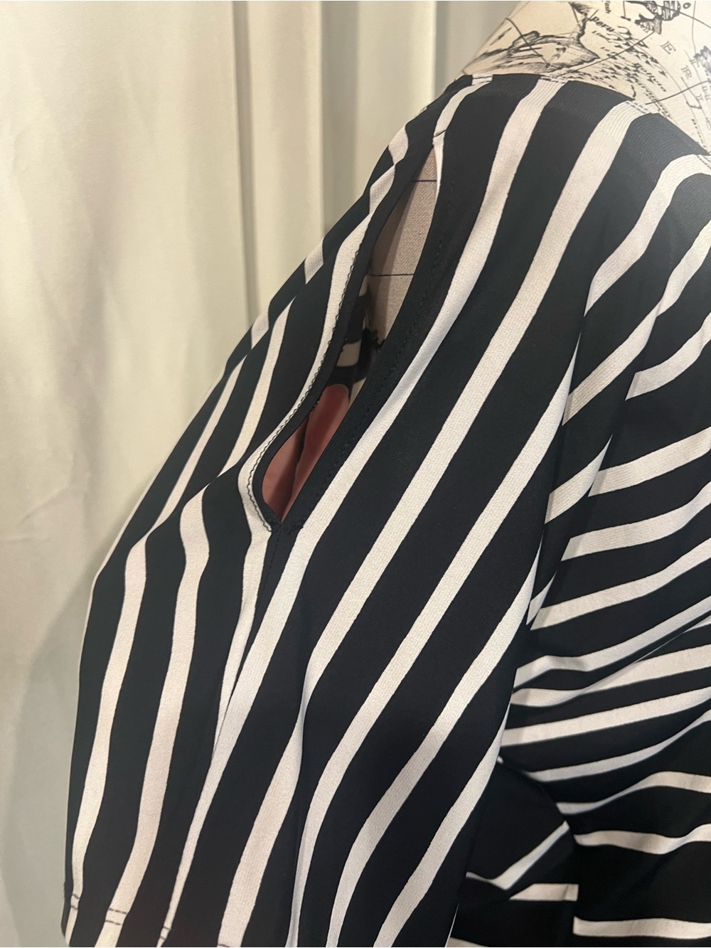 Perceptions Striped Black and White Elastic-Waist Midi Dress - Picture 4 of 10